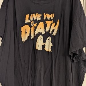 Black Graphic Tee with Ghost Print